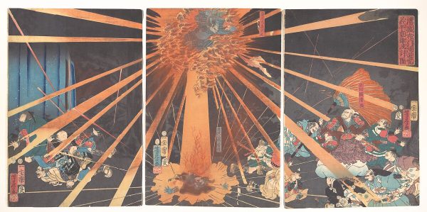 Utagawa Yoshifusa-"The Ghost of Akugenta Taking Revenge on Nanba at the Nunobiki Waterfall" poló - Image 4